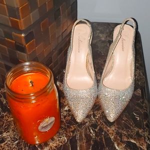 Bedazzled Lauren Lorraine silver heel